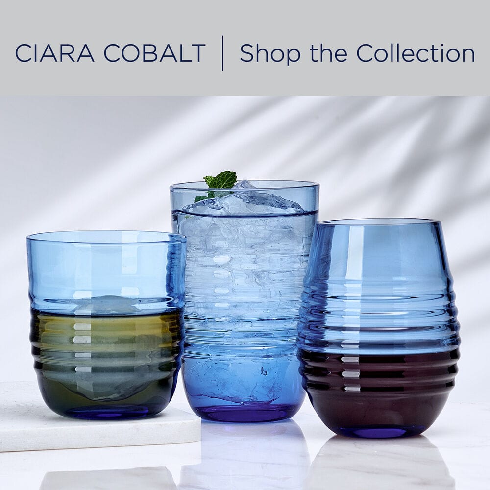 Ciara Cobalt Set of 4 Double Old Fashioned Whiskey Glasses