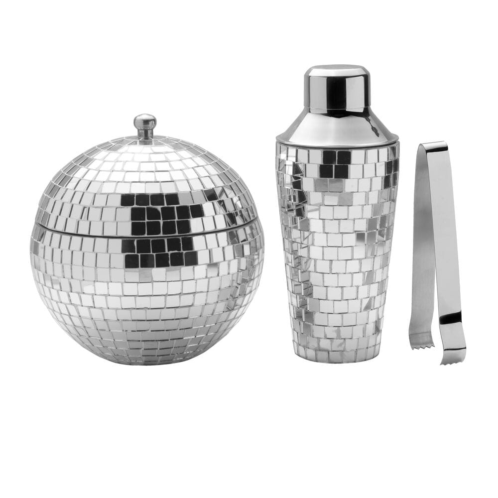 Disco Ball 3 Piece Cocktail Shaker and Ice Bucket Bar Set