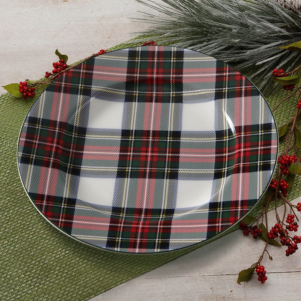 Tartan White Set of 4 Salad Plates
