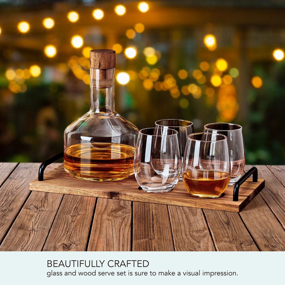 Glenwood 7 Piece Stemless Wine and Decanter Set