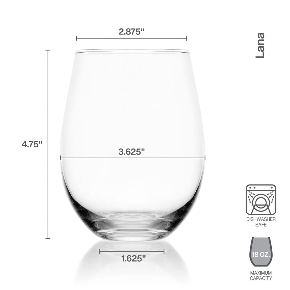 Lana Set of 4 Stemless Wine Glasses