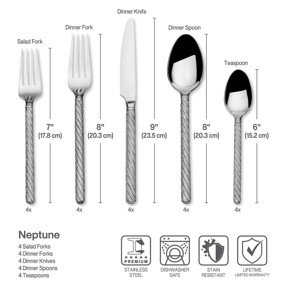 Neptune 20 Piece Flatware Set, Service for 4