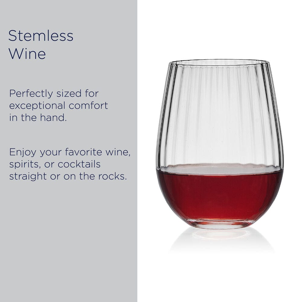 Optic Set of 4 Stemless Wine Glasses