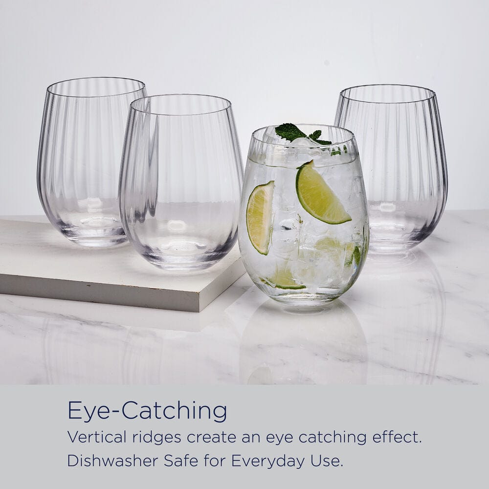 Optic Set of 4 Stemless Wine Glasses