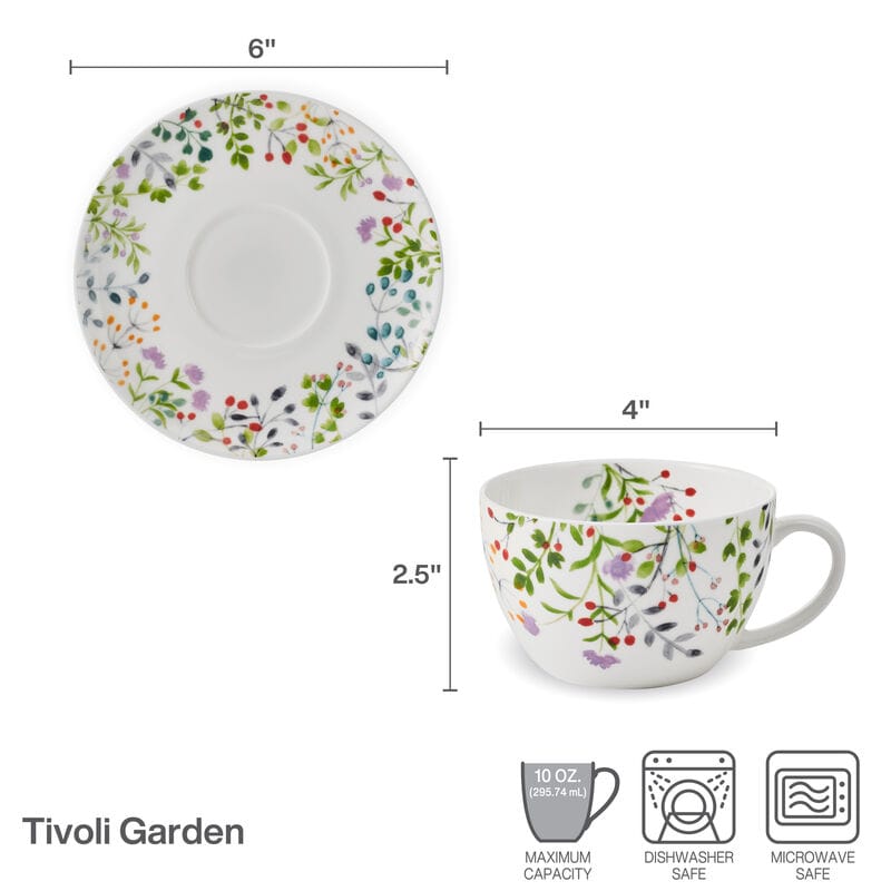 Tivoli Garden Set of 2 Tea Cups and Saucers