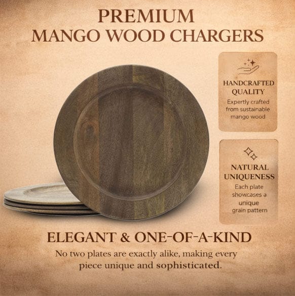 Mango Wood Set of 4 Charger Plates