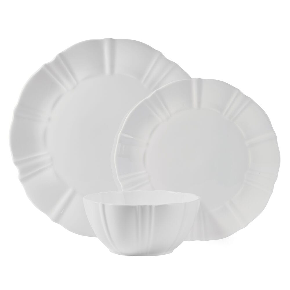 Belle Scalloped 12 Piece Dinnerware Set, Service for 4