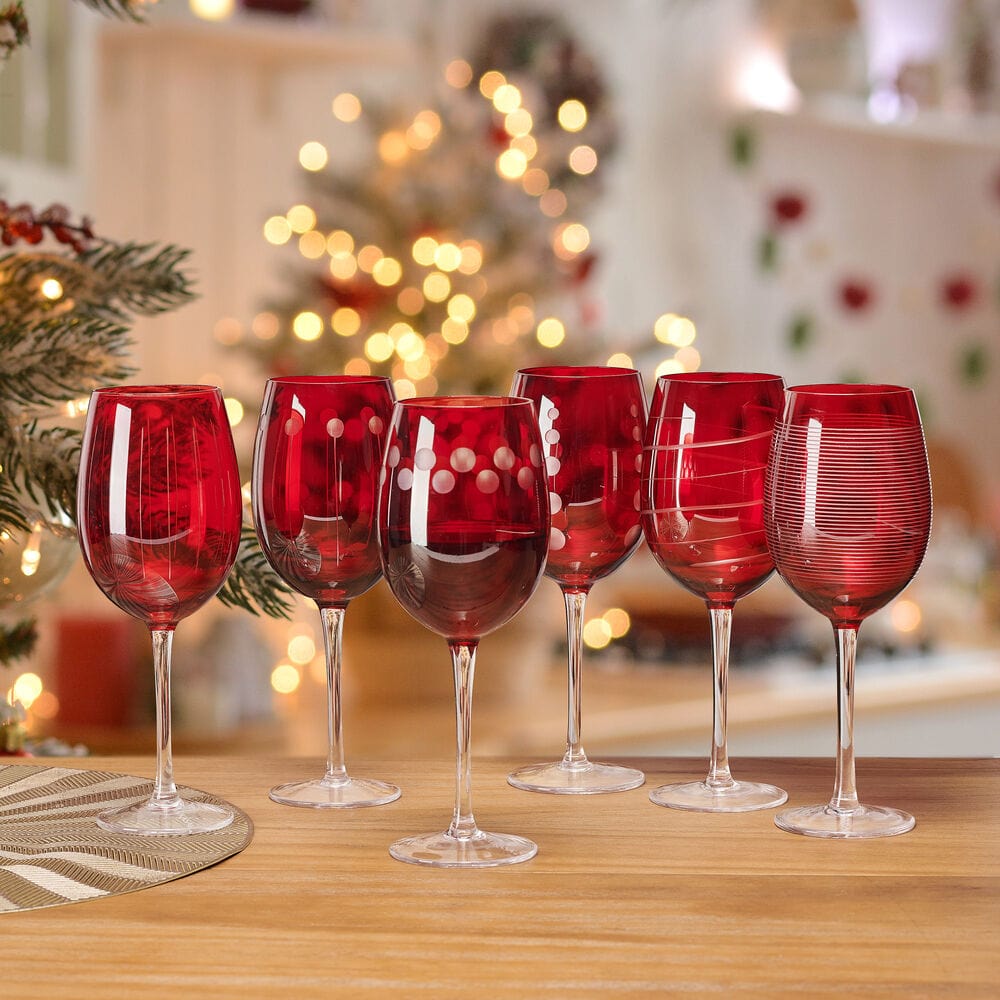 Cheers® Set of 6 Ruby Wine Glasses