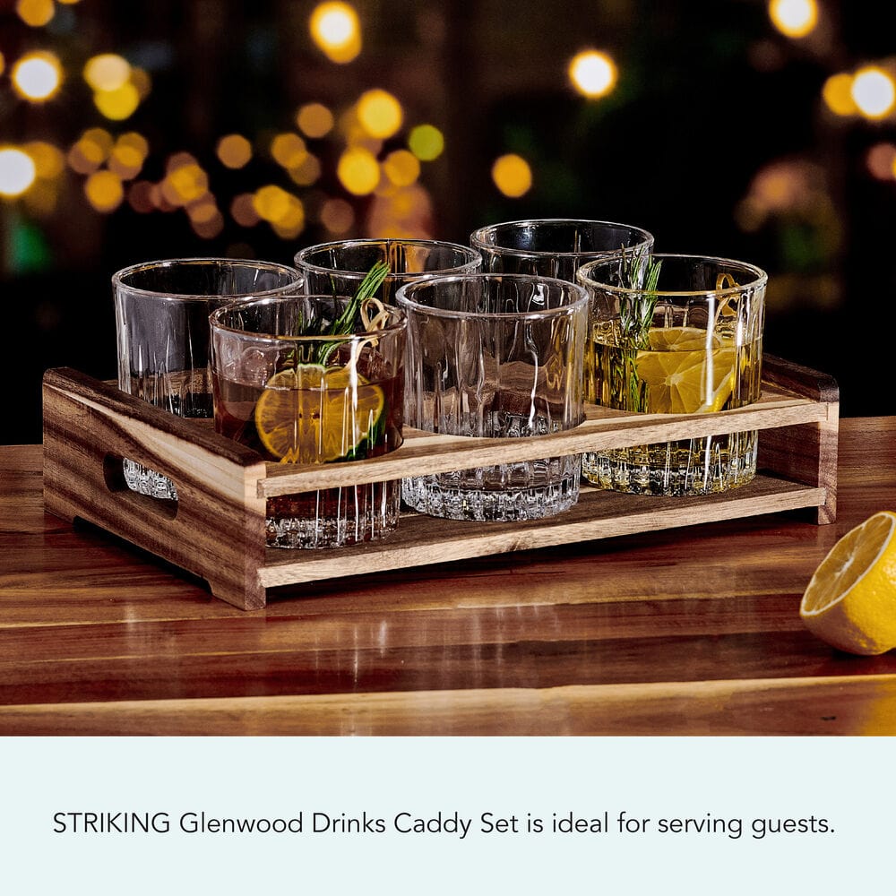 Glenwood 7 Piece Double Old Fashioned Bar Caddy Set