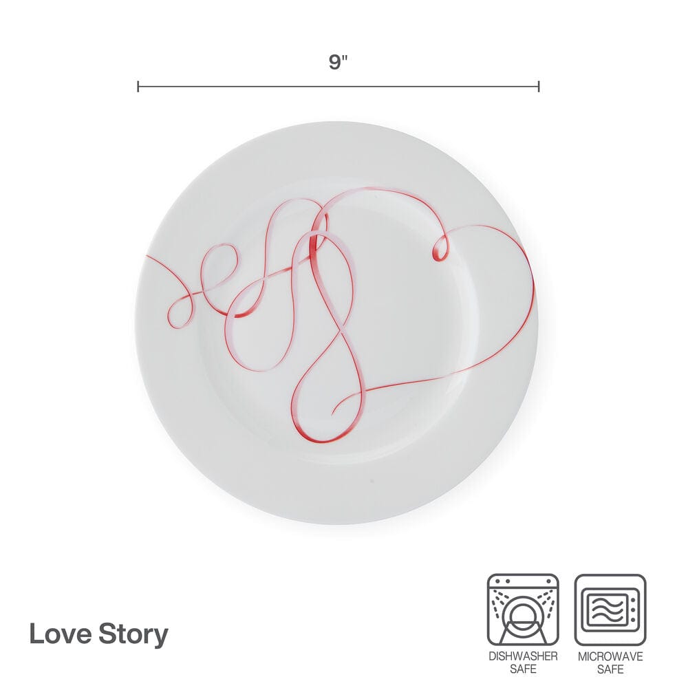 Love Story Pink Set of 4 Salad Plates