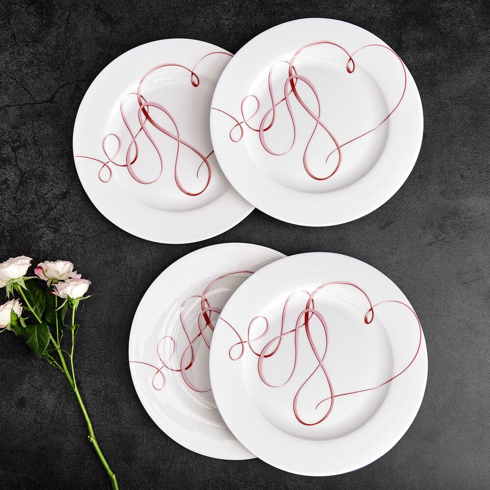 Love Story Pink Set of 4 Salad Plates
