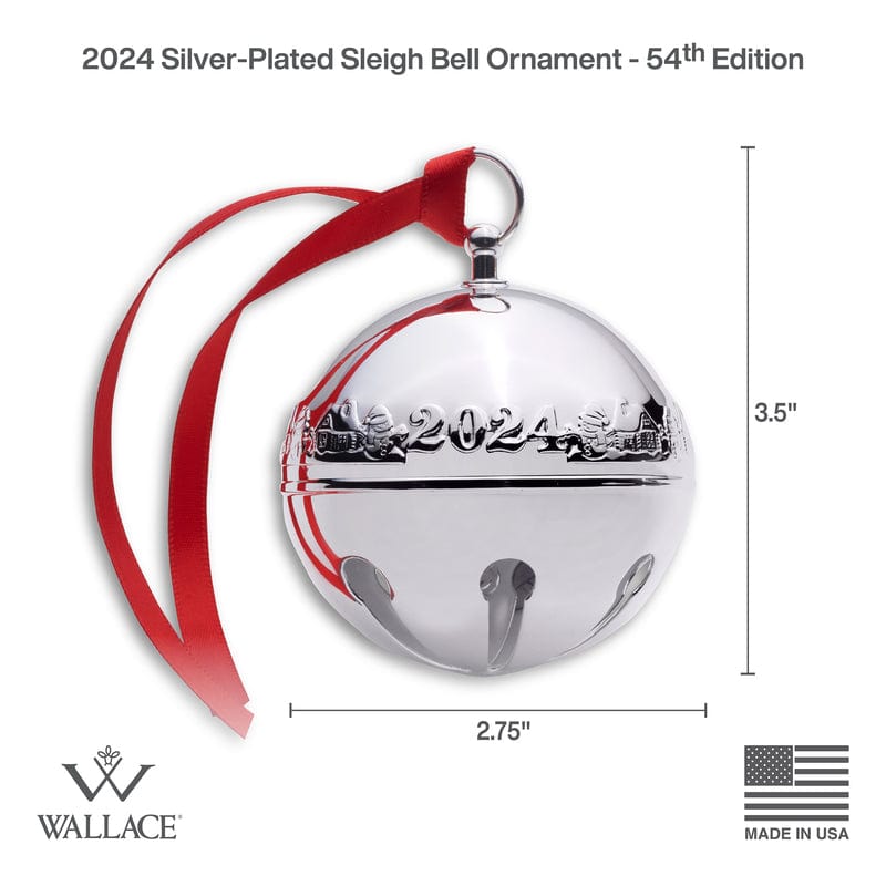 2024 Silver Plate Sleigh Bell Ornament  54th Edition