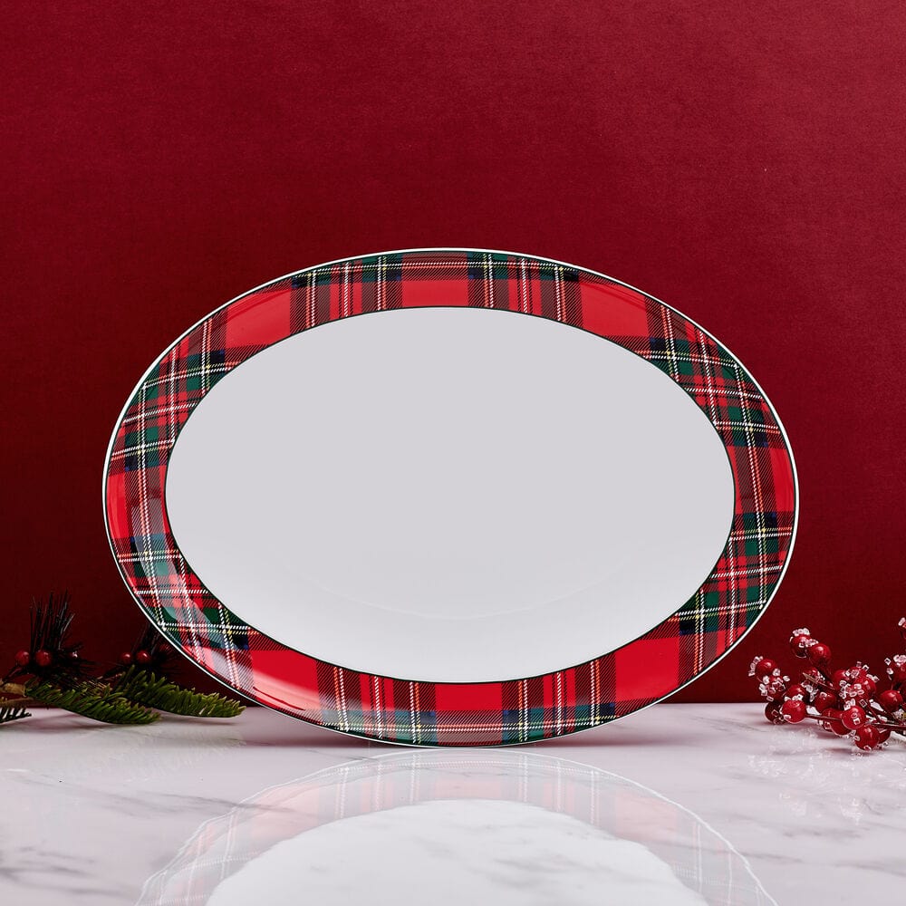 Tartan Red Oval Platter