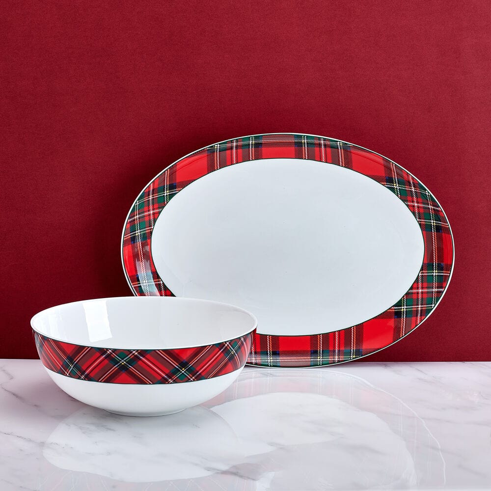 Tartan Red Oval Platter