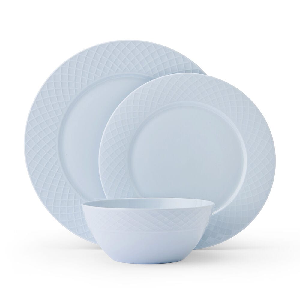 Trellis Misty Blue 12 Piece Dinnerware Set, Service for 4