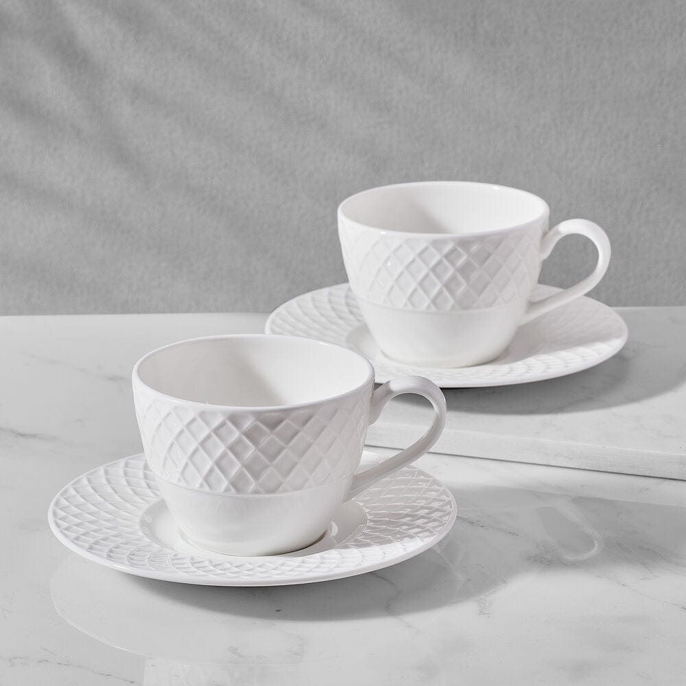 Trellis Set of 2 Tea Cups and Saucers
