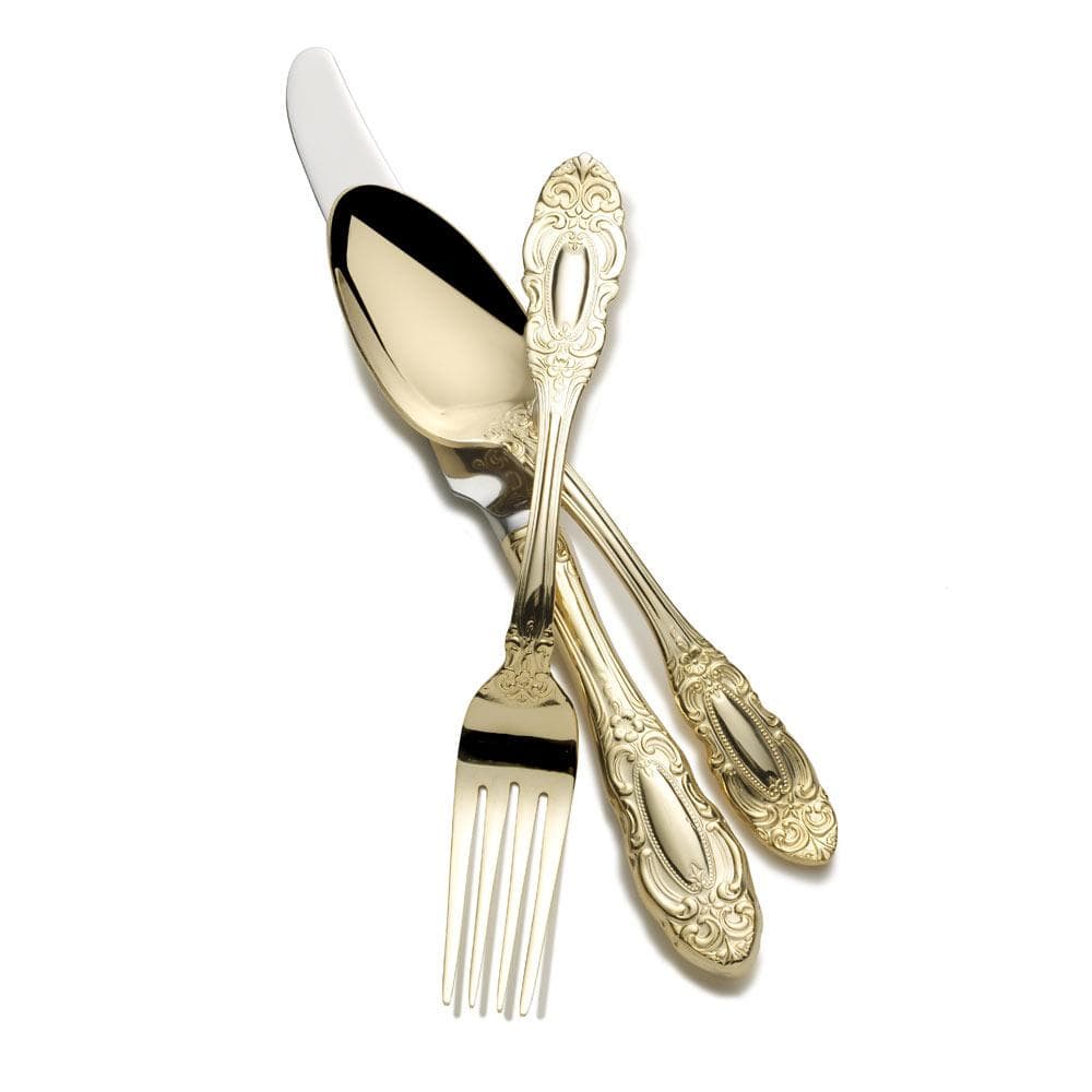 Wallace Duchess 24 Karat Gold Plated 65 Piece Flatware Set, Service for 12