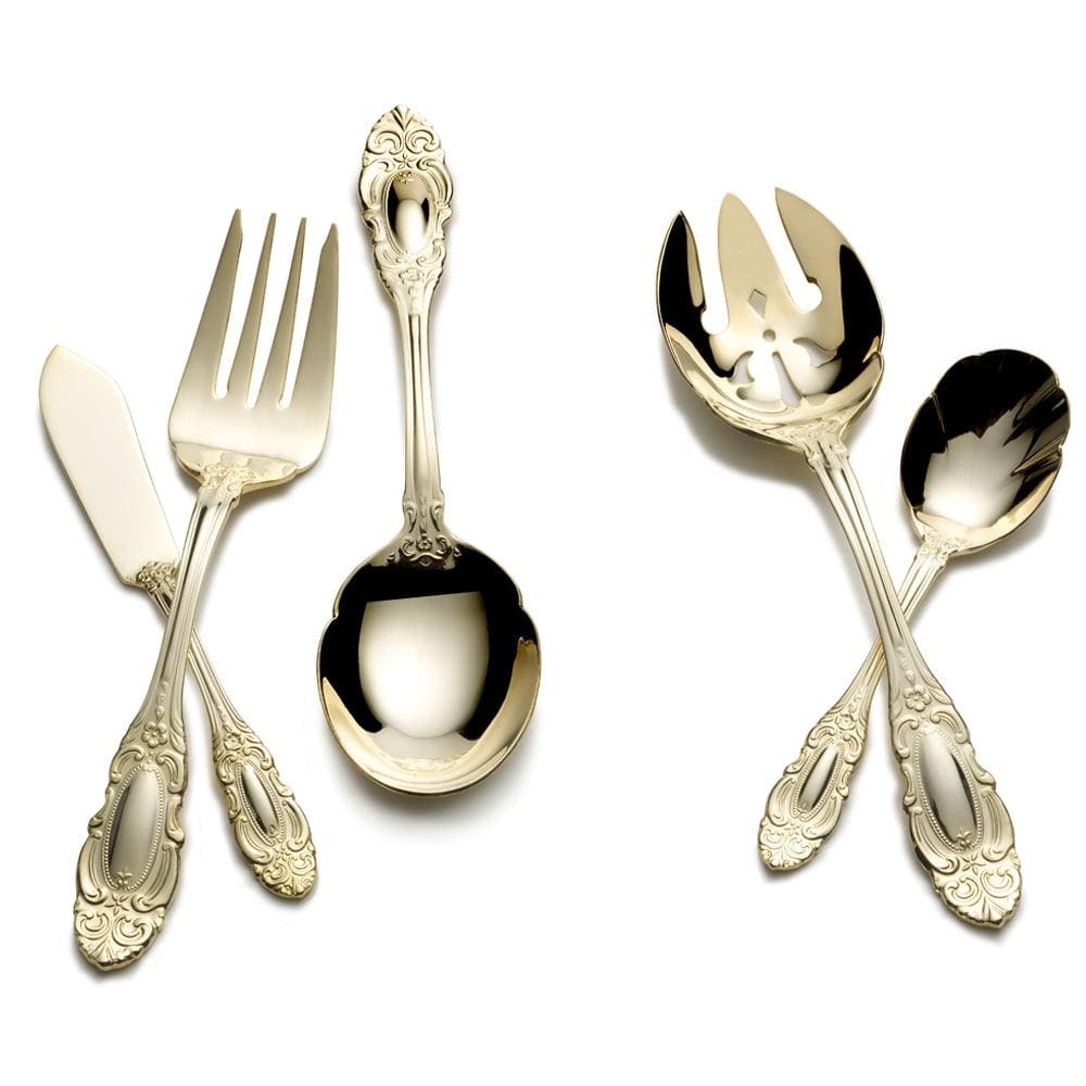 Wallace Duchess 24 Karat Gold Plated 65 Piece Flatware Set, Service for 12