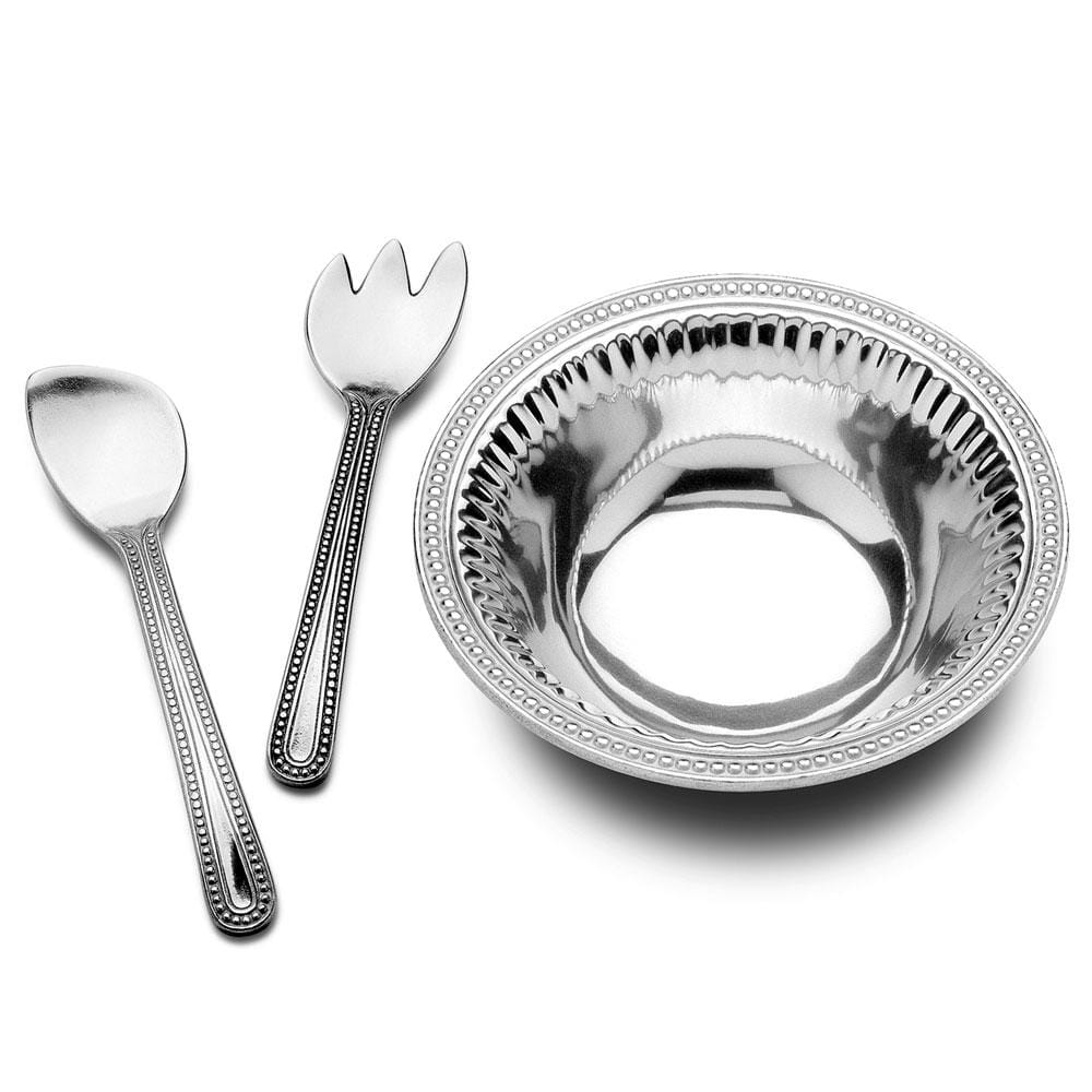 Flutes & Pearls 3 Piece Salad Bowl Serving Set, 14 inch