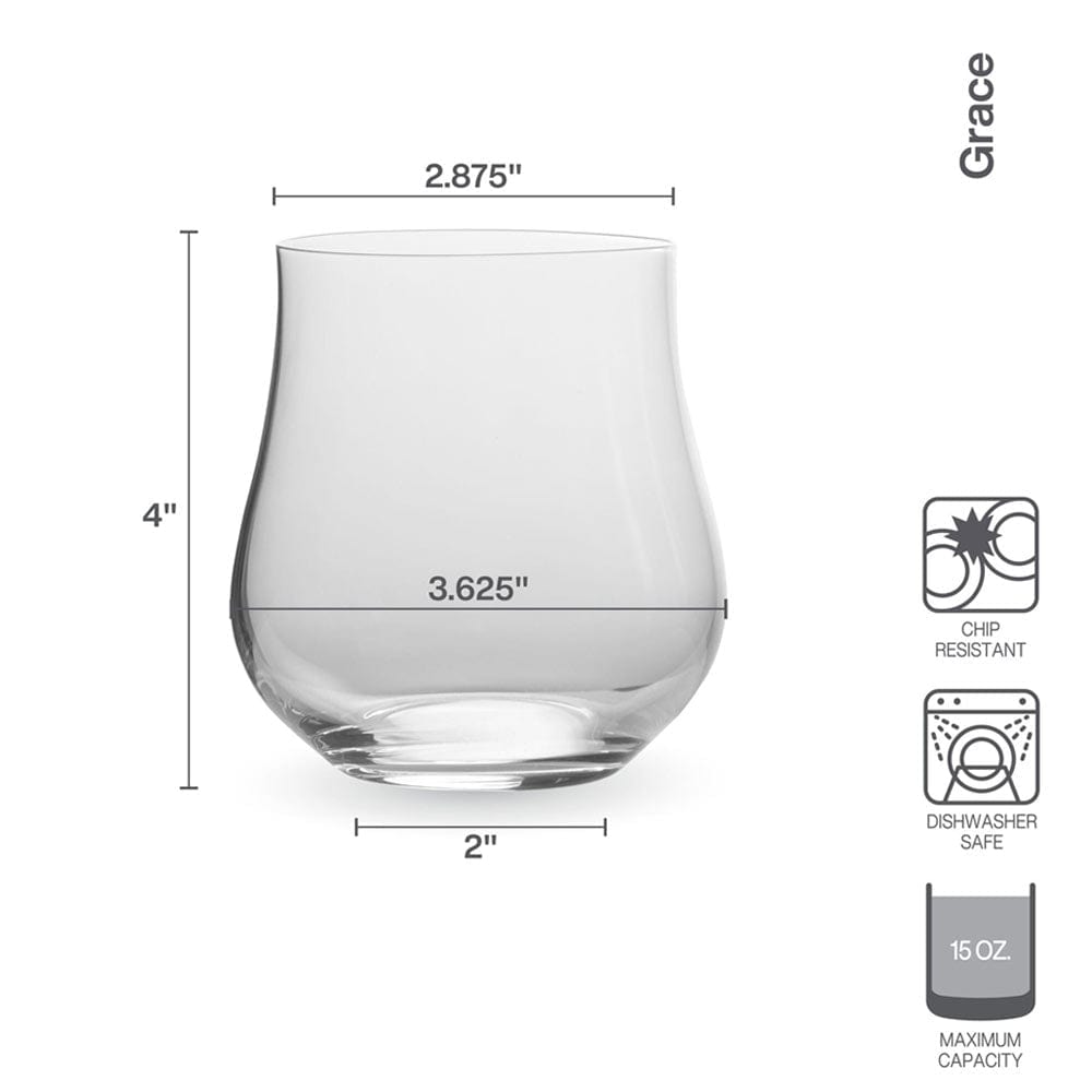 Grace Set of 4 Double Old Fashioned Whiskey Glasses